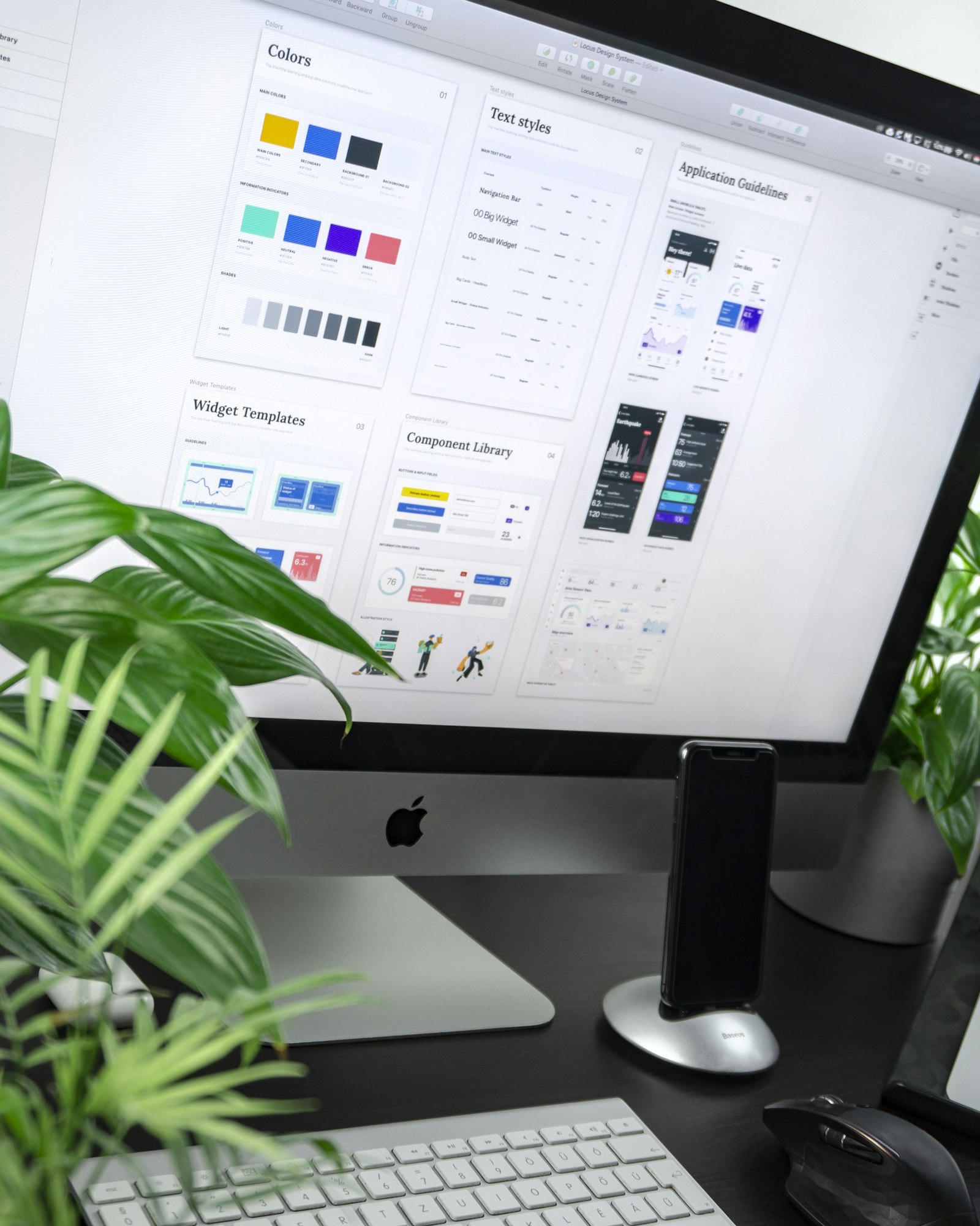 Monitor displaying a landing page design interface